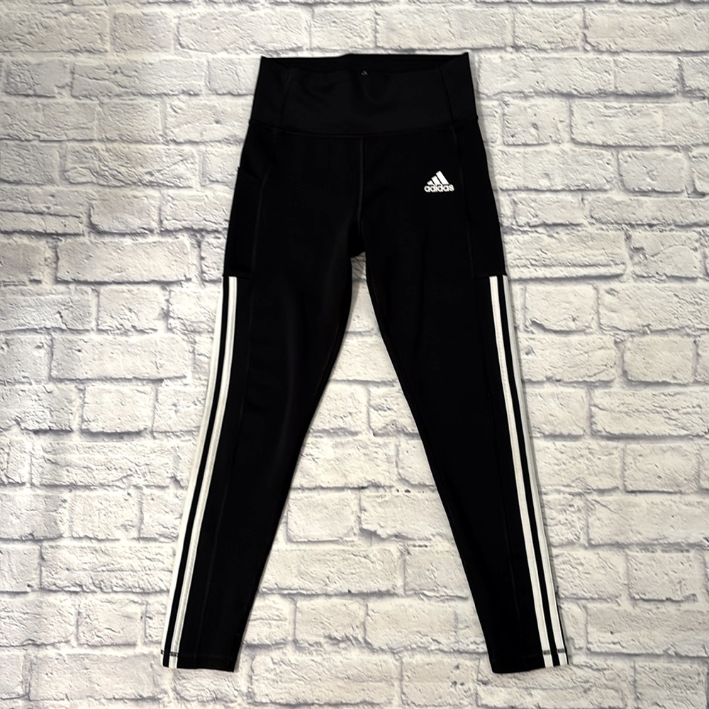 Adidas Leggings Aeroready Leggings Black Three-Stripe 25 Inch Inseam Size Small